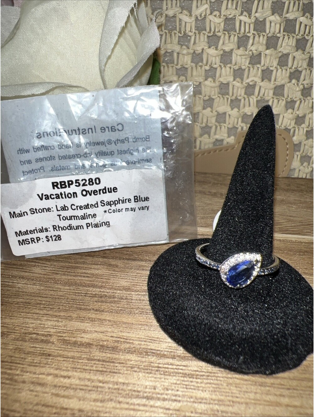 Bomb Party Ring Size 9. Vacation Overdue. Sapphire Blue Tourmaline. Rhodium.